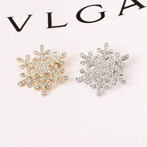 Rhinestone Snowflake Brooch Pins Winter Wedding Crystal Christmas Brooch Jewelry for Women in Kuwait