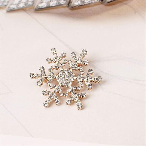 Rhinestone Snowflake Brooch Pins Winter Wedding Crystal Christmas Brooch Jewelry for Women in Kuwait