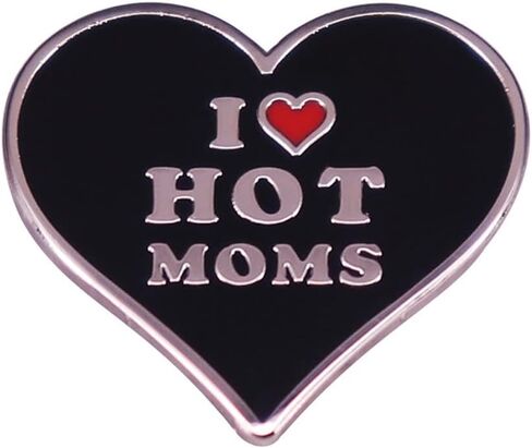 سي جيه جي كيه دي جيه اس دبوس بروش من المينا بتصميم لطيف بعبارة I Love Hot Moms، دبوس بروش مرح على شكل قلب لعيد الام، مجوهرات هدية لطية صدر السترة والجينز والشنط والملابس والديكور، معدن، بدون احجار in Kuwait