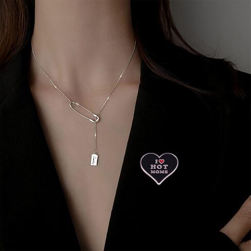 سي جيه جي كيه دي جيه اس دبوس بروش من المينا بتصميم لطيف بعبارة I Love Hot Moms، دبوس بروش مرح على شكل قلب لعيد الام، مجوهرات هدية لطية صدر السترة والجينز والشنط والملابس والديكور، معدن، بدون احجار in Kuwait