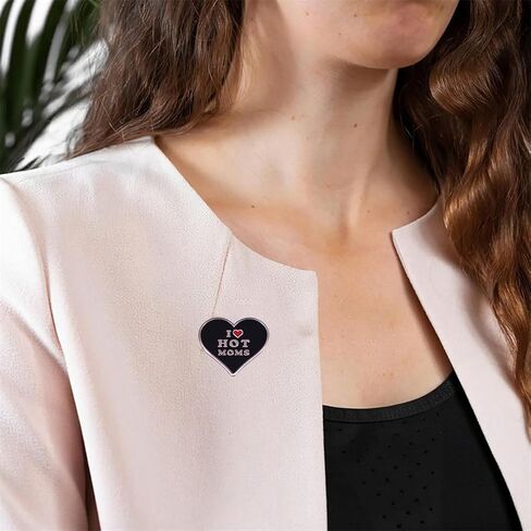 سي جيه جي كيه دي جيه اس دبوس بروش من المينا بتصميم لطيف بعبارة I Love Hot Moms، دبوس بروش مرح على شكل قلب لعيد الام، مجوهرات هدية لطية صدر السترة والجينز والشنط والملابس والديكور، معدن، بدون احجار in Kuwait