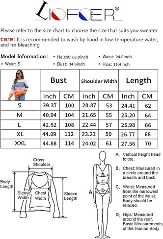 LIFOER Women's Color Block Pullover Sweater Long Sleeve Knit Patchwork Sweater Casual Crewneck Jumper Tops in Kuwait