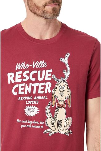 Life is Good Whoville Rescue Center في تيشيرت ملون بأكمام قصيرة Crusher™ Cranberry Red مقاس XL in Kuwait
