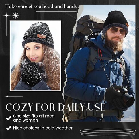 Suhine 48 Pcs Winter Beanies Gloves Combo Bulk Sets Fleece Knit Hat Snow Skull Cap Unisex Cozy Warm Mittens for Women Men Gift Black in Saudi Arabia