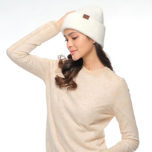 C.C Fuzzy Beanie for Women Unisex - Acrylic Stretchable Soft Warm Knit Winter Skully Hat in Saudi Arabia