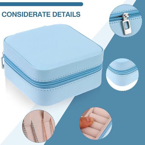 سوشافن صندوق مجوهرات صغير من جلد البولي يوريثين، صندوق مجوهرات للسفر، منظم مجوهرات صغير محمول، منظم مجوهرات صغير للسفر، صندوق تخزين للخواتم والاقراط والقلادات، هدايا للنساء والفتيات - 8 قطع in Kuwait