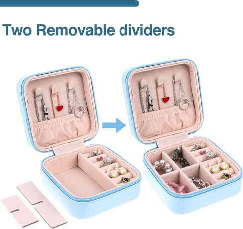 سوشافن صندوق مجوهرات صغير من جلد البولي يوريثين، صندوق مجوهرات للسفر، منظم مجوهرات صغير محمول، منظم مجوهرات صغير للسفر، صندوق تخزين للخواتم والاقراط والقلادات، هدايا للنساء والفتيات - 8 قطع in Kuwait