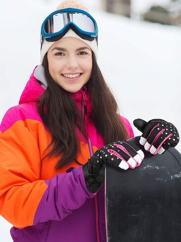 SATINIOR Women Winter Ski Gloves Waterproof Windproof Snow Gloves Warm Snowboard Gloves for Cold Weather Outdoor Activities in Saudi Arabia