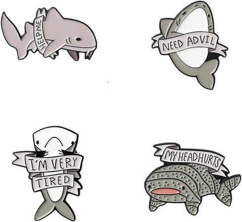 KOOBOOK 4 قطع الإبداعية الجميلة المحيط الحيوان بروش دبابيس الحوت القرش المينا طية صدر السترة دبوس حروف دبابيس حقيبة مدرسية مايكرو كاب أعلى طية طية شارة in Kuwait