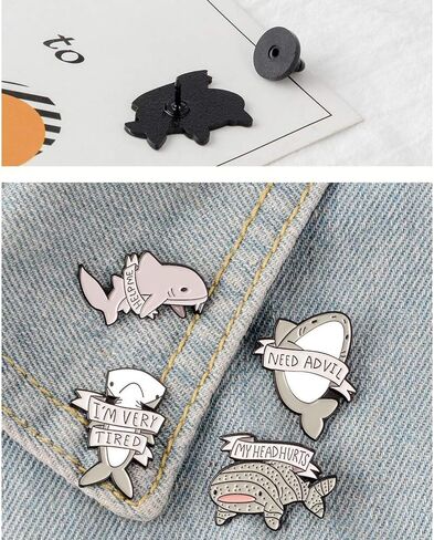 KOOBOOK 4 قطع الإبداعية الجميلة المحيط الحيوان بروش دبابيس الحوت القرش المينا طية صدر السترة دبوس حروف دبابيس حقيبة مدرسية مايكرو كاب أعلى طية طية شارة in Kuwait