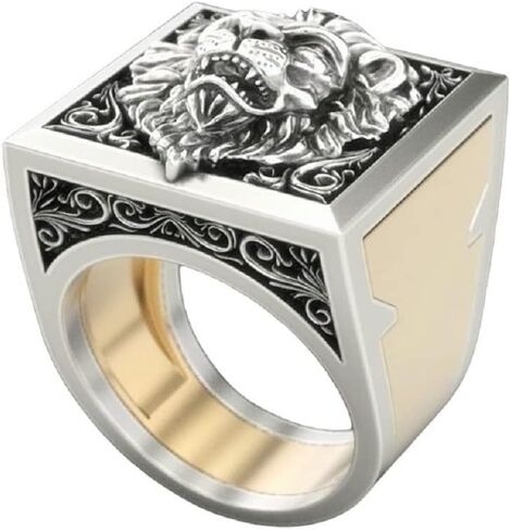 خاتم الأسد للرجال، خاتم رأس أسد فايكنغ نورديك، خاتم مقصورة سرية، طبقة مزدوجة، مجموعة خاتم أسد، خاتم أسد حيوان الشرير الصخرة، خاتم أسد سلتيك عتيق، مجوهرات هدية عيد الأب in Kuwait