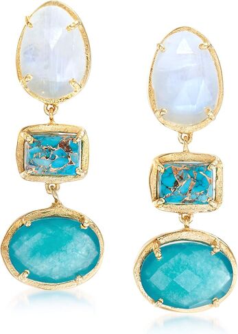 Ross-Simons Multi-Gemstone Drop Earrings in 18kt Gold Over Sterling in Saudi Arabia