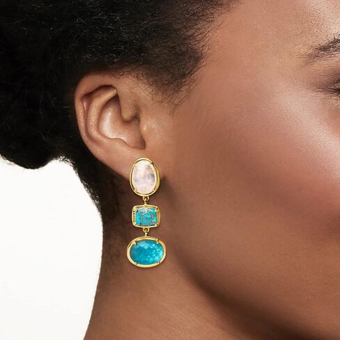Ross-Simons Multi-Gemstone Drop Earrings in 18kt Gold Over Sterling in Saudi Arabia