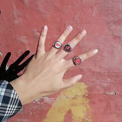 DUOAMARE stainless steel anime obito tobi ring set cheap ring accessories cosplay for men in Kuwait