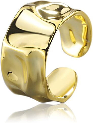 WPPHXY 14K Gold Plated Open Ring Adjustable Chunky Statement Rings for Women Men Minimalist Jewelry Gift in Kuwait