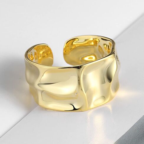 WPPHXY 14K Gold Plated Open Ring Adjustable Chunky Statement Rings for Women Men Minimalist Jewelry Gift in Kuwait