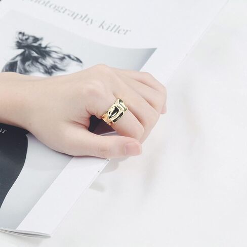 WPPHXY 14K Gold Plated Open Ring Adjustable Chunky Statement Rings for Women Men Minimalist Jewelry Gift in Kuwait