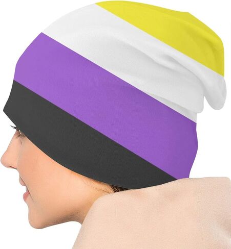 قبعة شتوية بعلم فخر غير ثنائي، قبعة جمجمة شتوية للرجال والنساء هدايا in Kuwait