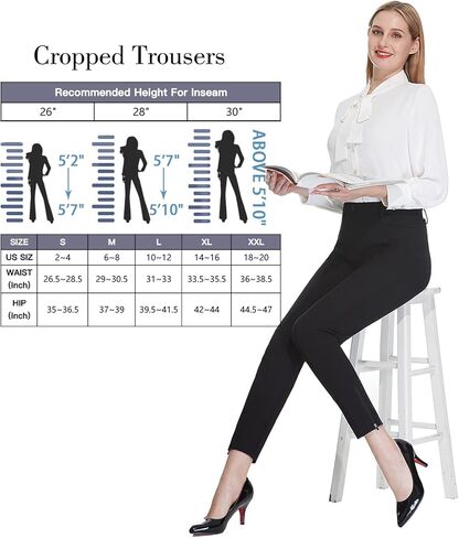 تاباتا سروال نسائي مفتوح الكاحل نحيف صغير/عادي/طويل الطول بنطلون عمل غير رسمي للمكتب 26 بوصة/28 بوصة/30 بوصة درزة داخلية in Kuwait