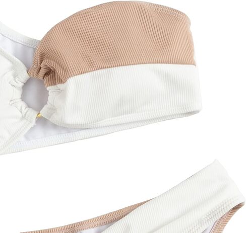 SweatyRocks Women's Two Piece Bathing Suit Color Block One Shoulder Ribbed Bikini Swimsuit in Kuwait
