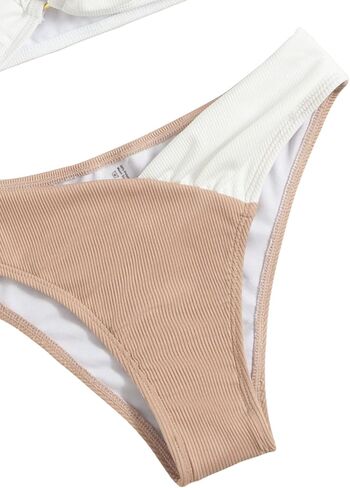 SweatyRocks Women's Two Piece Bathing Suit Color Block One Shoulder Ribbed Bikini Swimsuit in Kuwait