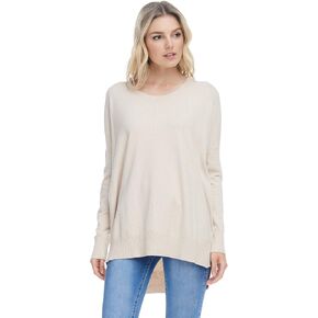Alexander + David Womens Casual Oversized Crewneck Pullover Boyfriend Sweater Lightweight with Hi-Low in Kuwait