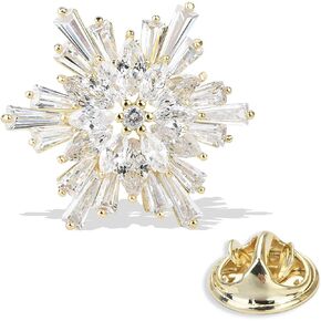 Women's Cubic Zircon Snowflake Brooch Pins Elegant Clear Crystal Ice Flower Lapel Pin Breastpin in Kuwait