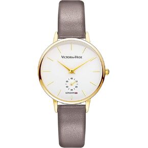 VICTORIA HYDE Quartz Watches for Women Easy Read Genuine Leather Strap Ladies Casual Wristwatch with Second Hand in Kuwait