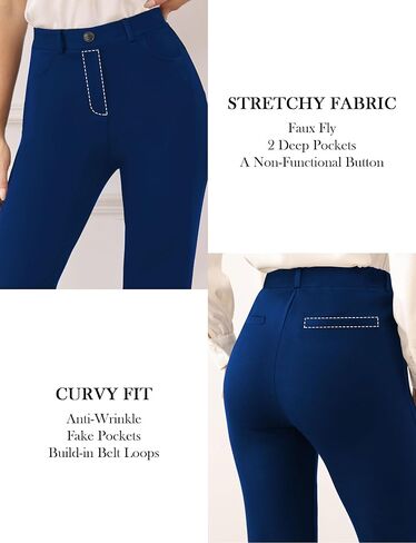 Houmous 29" Inseam Dress Pants for Women Stretchy Skinny Leg Work Slacks Pull On Casual Trousers in Kuwait