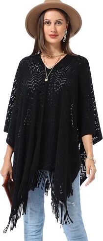 Soul Young Knitted Poncho Sweater for Women Ladies Pullover Wraps Cozy Topper shawl Cape in Kuwait