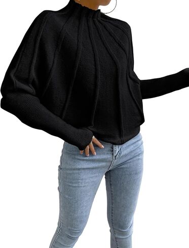 سترات نسائية Labolliy ذات رقبة وهمية وأكمام طويلة لخريف 2023 بلوفر منسوج سادة غير رسمي in Kuwait