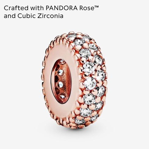 PANDORA Clear Sparkle Spacer Charm Bracelet Charm Timeless Bracelets - Stunning Women's Jewelry - Gift for Women in Your Life - Made Rose & Cubic Zirconia in Saudi Arabia