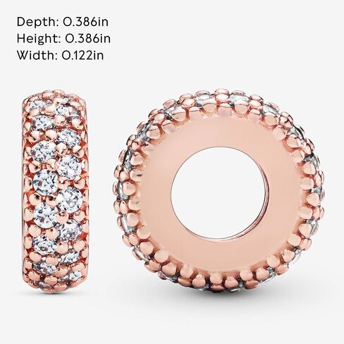 PANDORA Clear Sparkle Spacer Charm Bracelet Charm Timeless Bracelets - Stunning Women's Jewelry - Gift for Women in Your Life - Made Rose & Cubic Zirconia in Saudi Arabia