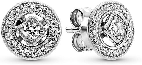Pandora Jewelry Vintage Circle Stud Cubic Zirconia Earrings in Sterling Silver in Saudi Arabia