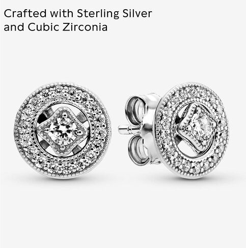 Pandora Jewelry Vintage Circle Stud Cubic Zirconia Earrings in Sterling Silver in Saudi Arabia