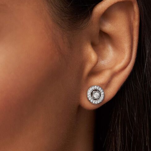 Pandora Jewelry Vintage Circle Stud Cubic Zirconia Earrings in Sterling Silver in Saudi Arabia