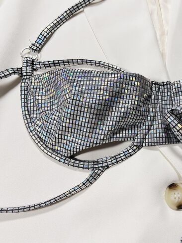 بدلة سباحة نسائية لامعة من GORGLITTER ذات قصة عالية وسلك سفلي مقطوع من قطعة علوية بيكيني بدلة استحمام in Kuwait