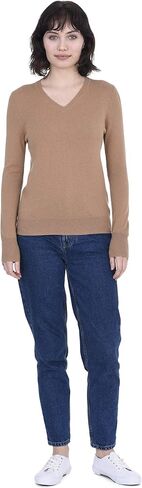 Cashmeren V Neck Sweater 100% Cashmere Long Sleeve Pullover for Women in Kuwait