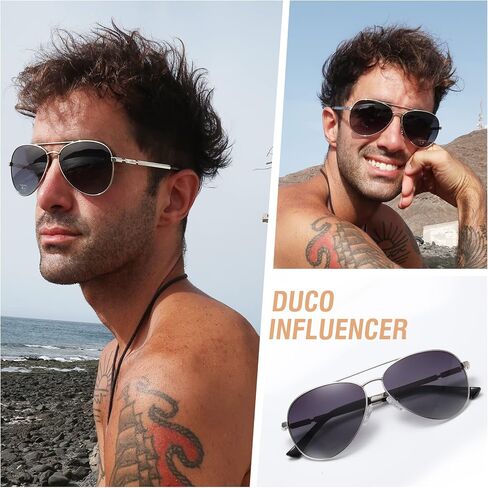 DUCO نظارات شمسية أفياتور للرجال والنساء نظارات شمسية مستقطبة عتيقة بعدسات عاكسة بإطار معدني ظلال مصممة 3025K in Kuwait