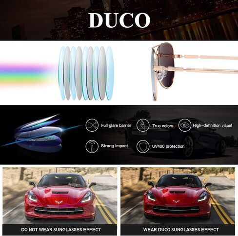 DUCO Aviator Sunglasses for Men Women Vintage Polarized Sun Glasses Mirrored Lens Metal Frame Designer Shades 3025K in Saudi Arabia