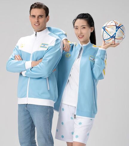 سترة Lvatr الرجالية لكرة القدم الأرجنتينية، زي تدريب اللاعبين بسحاب أزرق سماوي in Kuwait