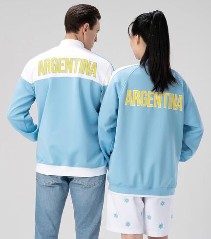 سترة Lvatr الرجالية لكرة القدم الأرجنتينية، زي تدريب اللاعبين بسحاب أزرق سماوي in Kuwait