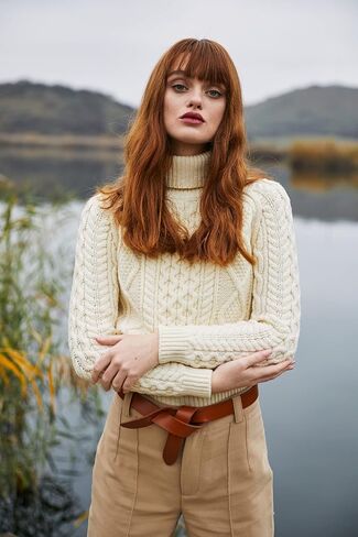 SAOL Women's Wool Sweater Irish Cable Knit Jumper Made in Ireland in Kuwait