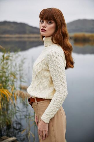 SAOL Women's Wool Sweater Irish Cable Knit Jumper Made in Ireland in Kuwait