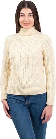 SAOL Women's Wool Sweater Irish Cable Knit Jumper Made in Ireland in Kuwait