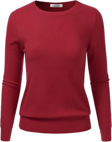 بلوفر نسائي من danibe بياقة دائرية وأكمام طويلة محبوك ناعم (S-XXL) in Kuwait