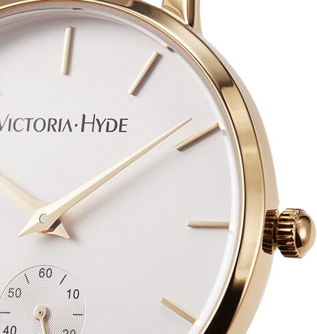 VICTORIA HYDE Quartz Watches for Women Easy Read Genuine Leather Strap Ladies Casual Wristwatch with Second Hand in Kuwait