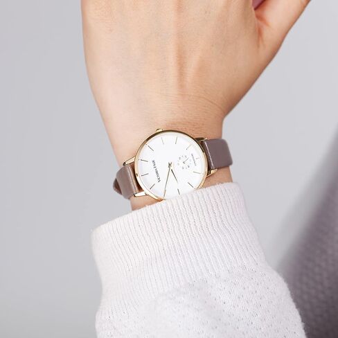 VICTORIA HYDE Quartz Watches for Women Easy Read Genuine Leather Strap Ladies Casual Wristwatch with Second Hand in Kuwait
