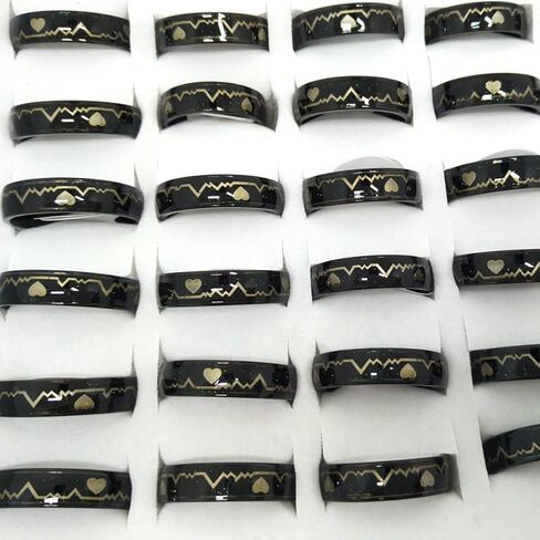 JEYKAY Color Changing Titanium/Stainless Steel Mood Ring, EKG w/Hearts Design, Gift Box Included. in Saudi Arabia