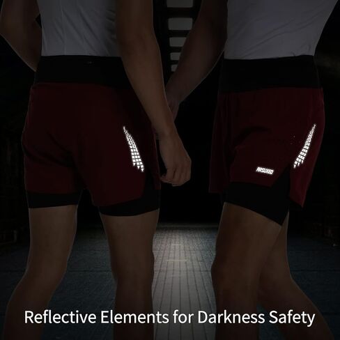 شورت جري ARSUXEO 2 في 1 للرجال بجيوب ملفوفة وتمارين رياضية في صالة الألعاب الرياضية in Kuwait